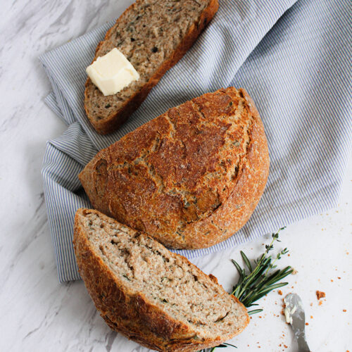 rosemary bread loaf with butter