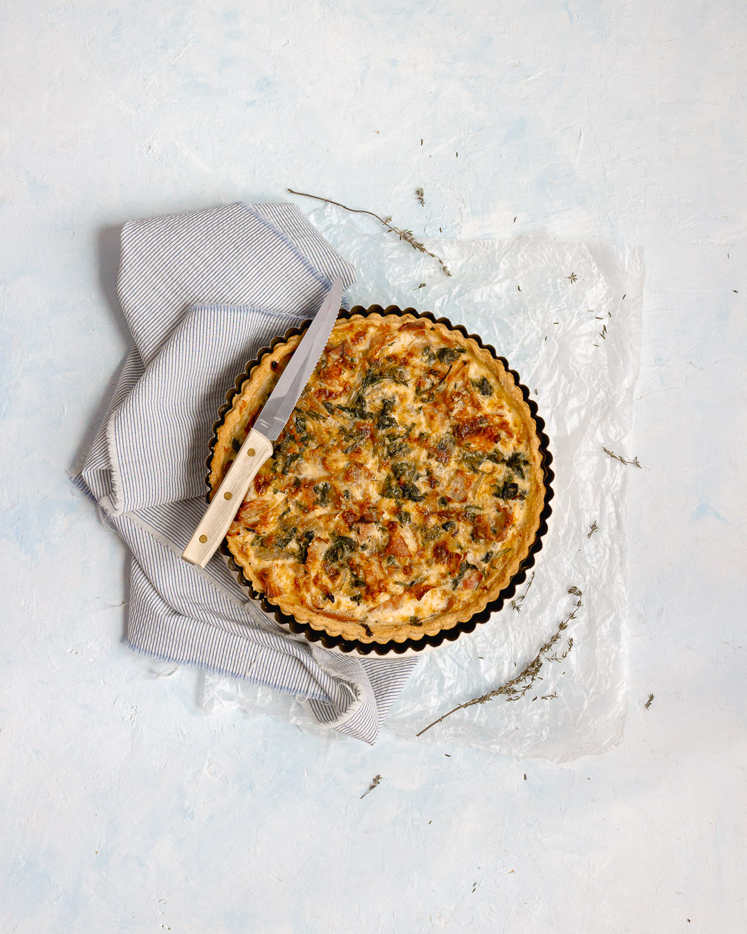 Deep Dish Spinach and Prosciutto Quiche