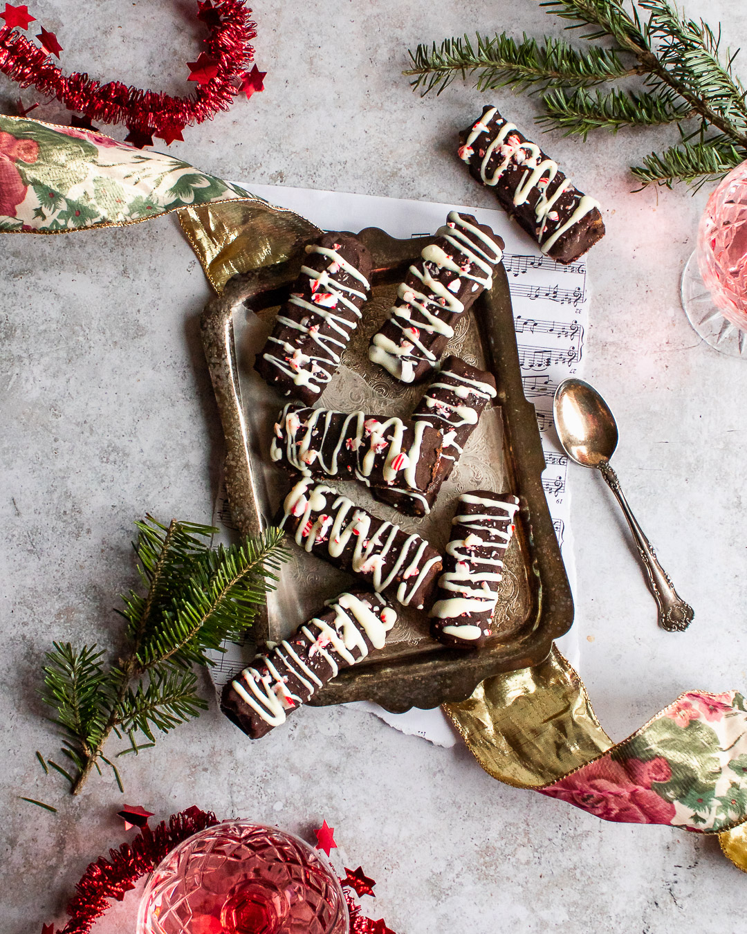 twix bars with crushed candy canes
