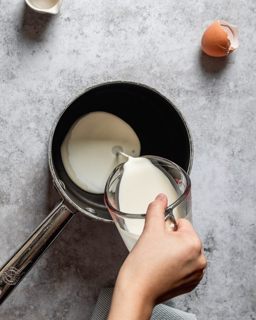 heating up milk for chocolate mousse