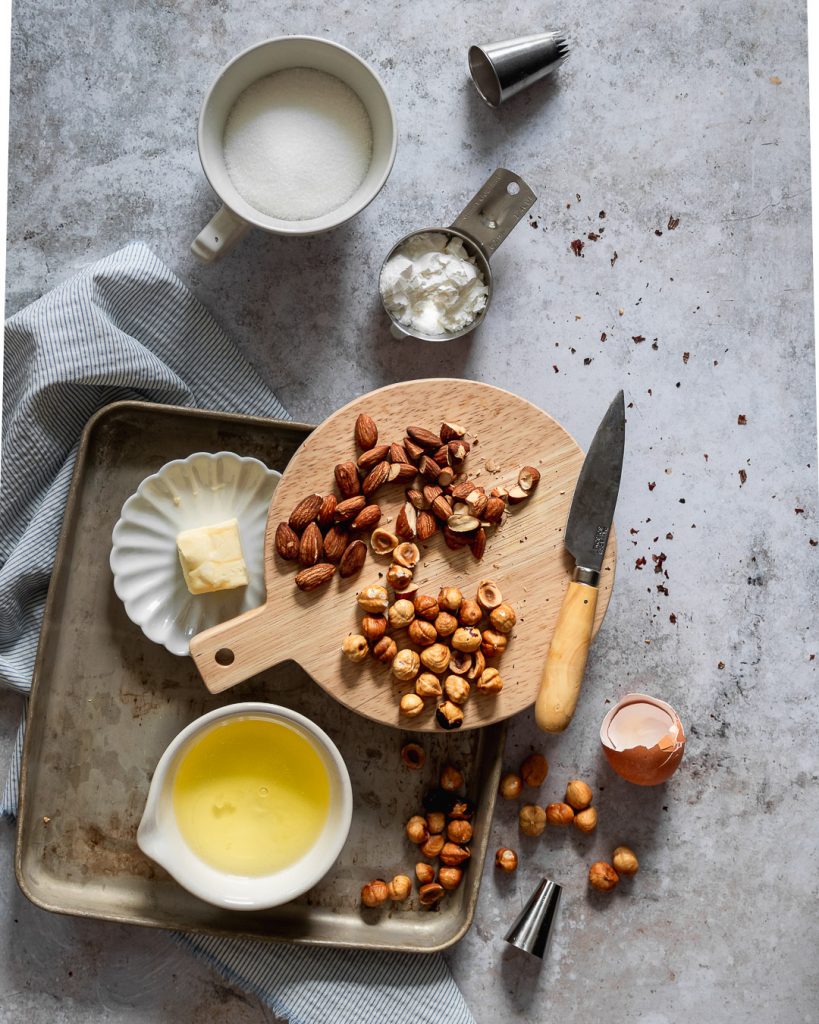 ingredients for hazelnut almond dacquoises