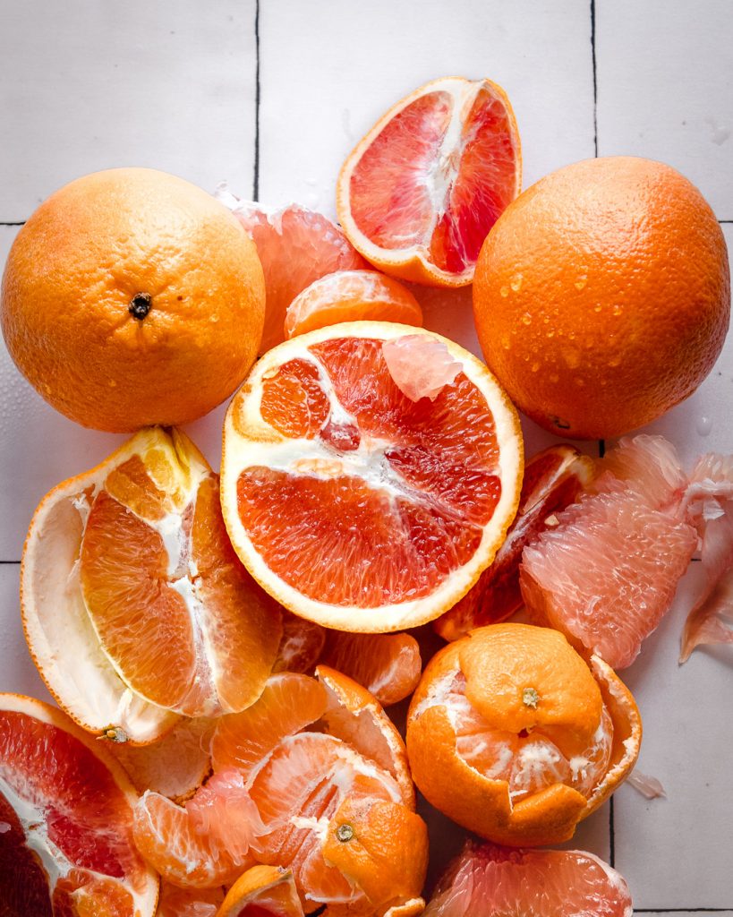 sliced and peeled blood oranges