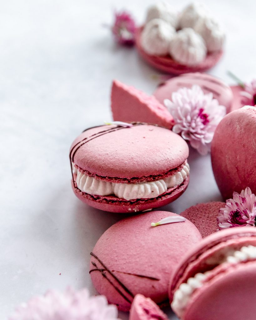 Macarons nestled against each other