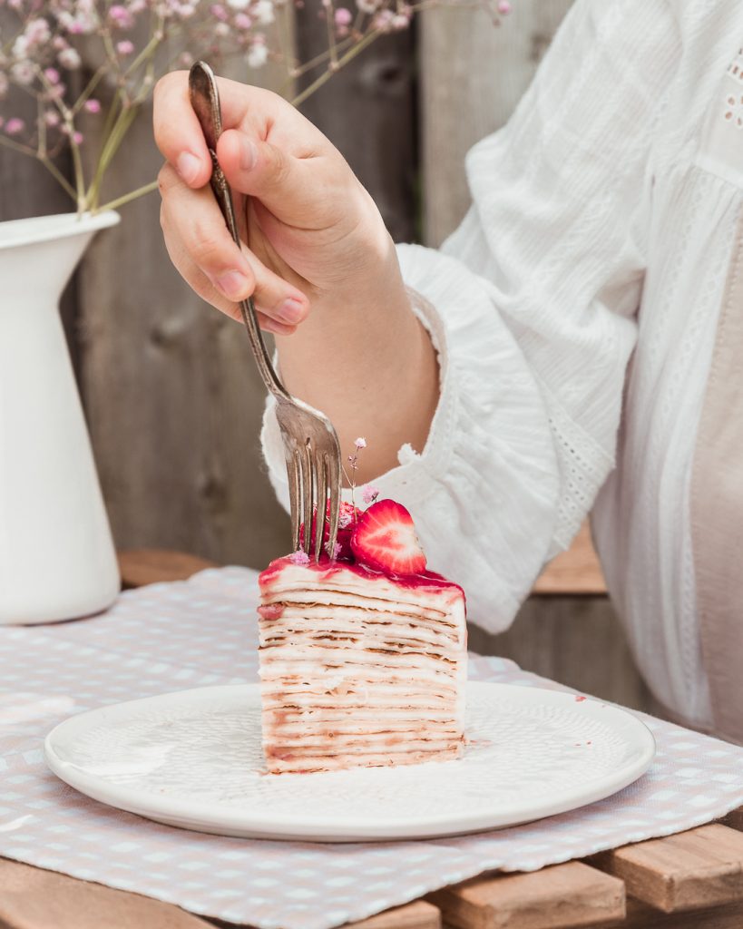 Strawberries and Cream Crepe Cake – Broken Oven Baking