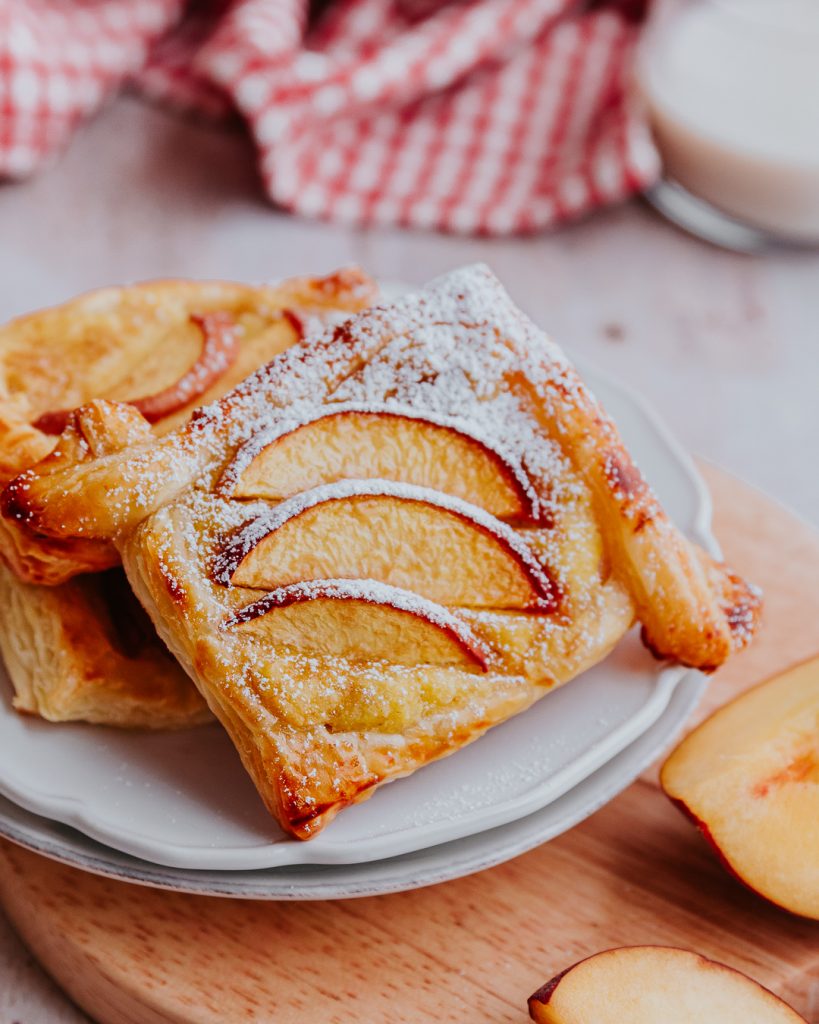 frangipane filled puff pastry peach danishes
